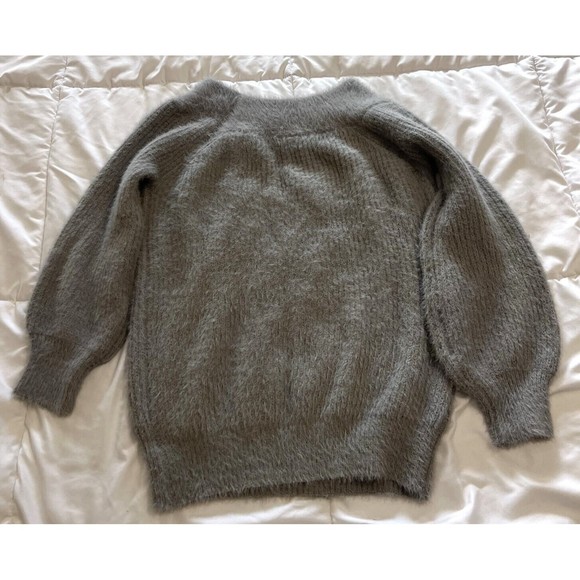After Market Womens M Pullover Gray Sweater Long Sleeve Ribbed Cozy Fluff Finish - Picture 4 of 8